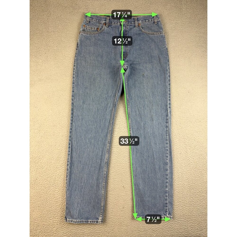 Levi's Jeans Men's 36x34 Blue Denim Straight Leg 505 Classic American Pants - Picture 3 of 7
